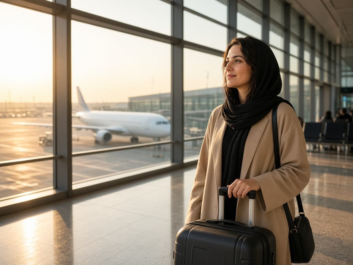 International guest departing from the airport after treatment