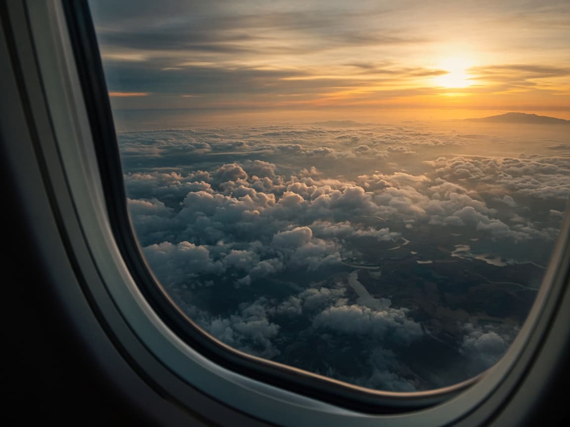 Airplane window view on the way to India for treatment